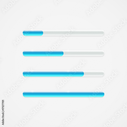 Fotografía Shiny glossy simple transparent blue progress bar design element set