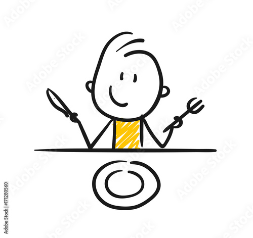 Fotomural Strichfiguren / Strichmännchen: Essen, Restaurant. (Nr. 78)
