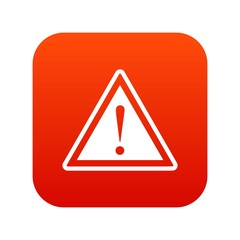 Poster - Warning attention sign with exclamation mark icon digital red