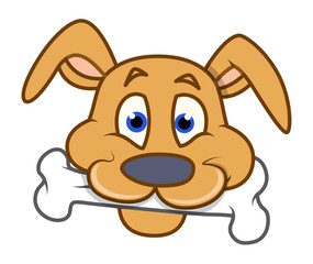 Wall Mural - Cute Puppy Holding Bone Vector