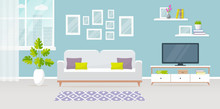 Interior Of The Living Room. Vector Banner.