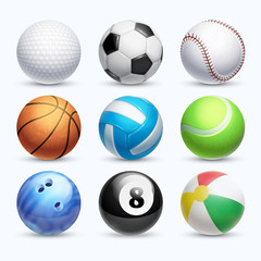 Poster - realistic sports balls vector set
