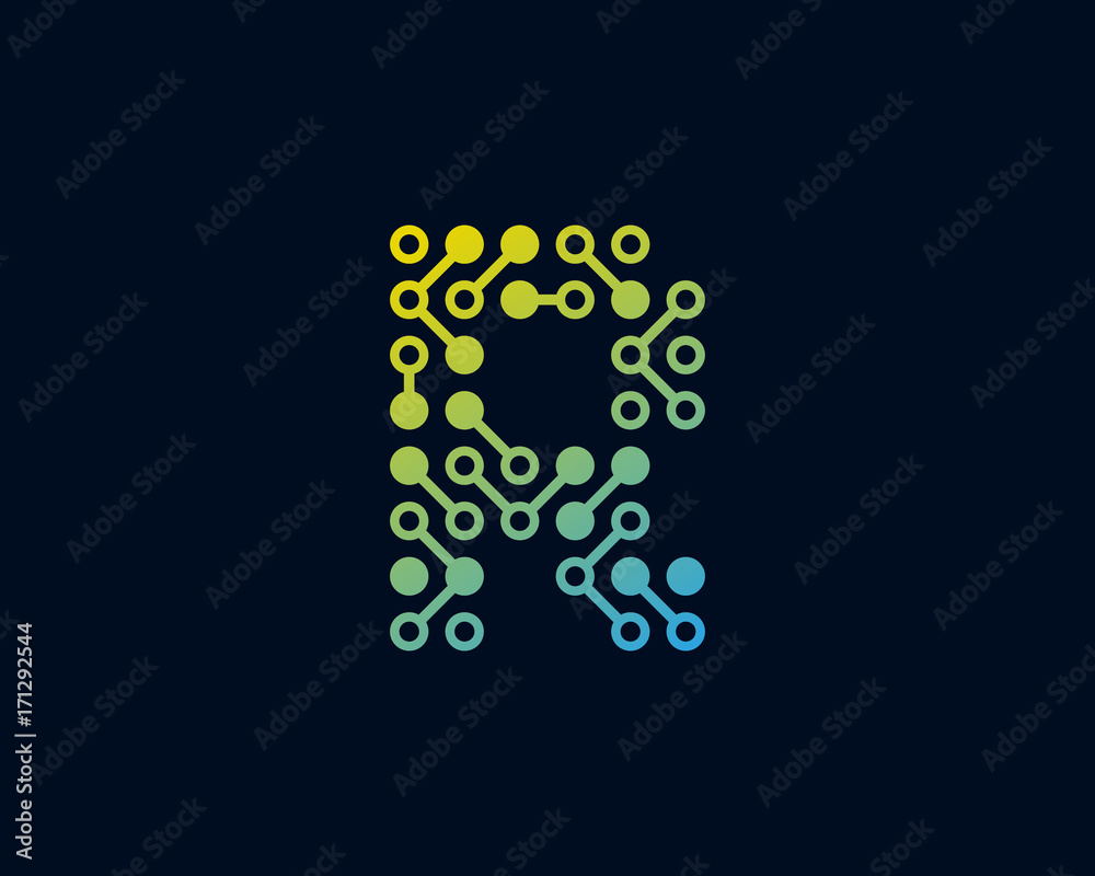 Letter R Digital Circuit Digital Technology Letter R Icon Logo Design Element Stock ...