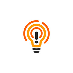 Aufkleber - New idea symbol stylized vector lightbulbs icon, orange and black color logotype, isolated flat bright cartoon bulb, white and orange color sign, idea logo.