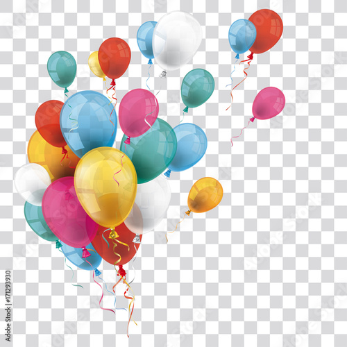 Cuadros en Lienzo Colored Transparent Balloons Bunch