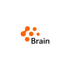 Aufkleber - Brain Logo silhouette design vector template. Think Idea concept. Brain storm power thinking logotype icon. Isolated abstract unusual creative digital brainstorming idea symbol.