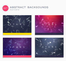 Wall Mural - 3d abstract covers set. Lines and triangular Shapes composition. Futuristic design posters