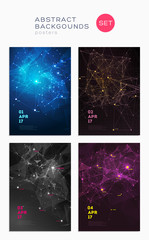 Aufkleber - 3d abstract covers set. lines and triangular shapes composition. futuristic design posters