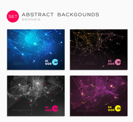 Aufkleber - 3d abstract covers set. lines and triangular shapes composition. futuristic design posters
