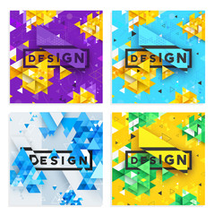 Aufkleber - bright color covers set. triangular shapes composition. futuristic design posters