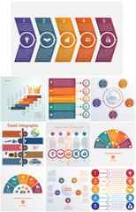 Wall Mural - Set 10 universal templates elements Infographics conceptual cyclic processes for 5 positions