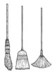 Broom illustration, drawing, engraving, ink, line art, vector