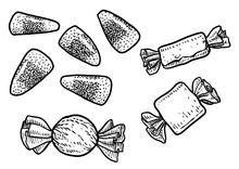 Candy Illustration, Drawing, Engraving, Ink, Line Art, Vector