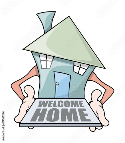 Cartoon House With Welcome Mat Buy This Stock Vector And Explore