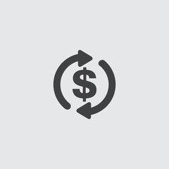 Poster - Dollar with arrows icon in a flat design in black color. Vector illustration eps10