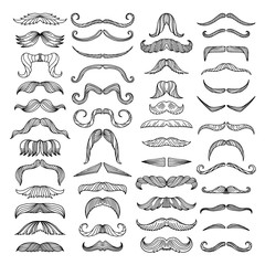 Sticker - retro style of hairs. mustache of men. vector pictures isolate