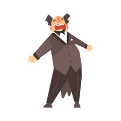 Poster - Male opera singer character cartoon vector Illustration