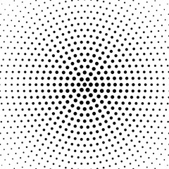 Wall Mural - Halftone dotted background circularly distributed. Halftone effect vector pattern. Circle dots isolated on the white background.