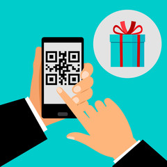 Poster - Hand holding smartphone with QR code
