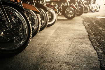 Motorcycles in a row