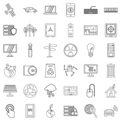 Poster - Communication icons set, outline style