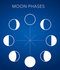 Wall Mural - moon phases vector background