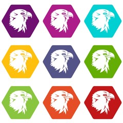 Wall Mural - Eagle icon set color hexahedron