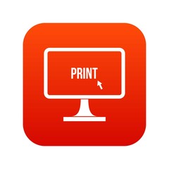 Poster - Print word on a computer monitor icon digital red
