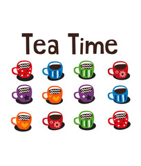 stock vector cute cup tea time