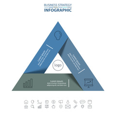 Wall Mural - Triangle graphic Business Infographics strategy design elements template blue color tone