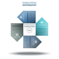 Wall Mural - 4 options Business Infographics strategy tags design elements template blue color tone