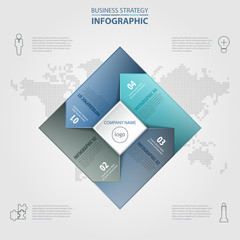 Wall Mural - 4 options Business Infographics strategy tags design elements blue color tone