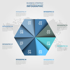 Wall Mural - Business Infographics Hextagon chart design template