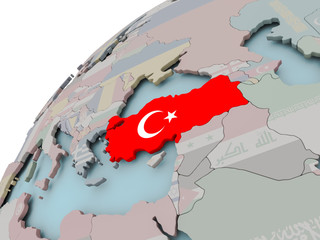 Wall Mural - Map of Turkey with flag