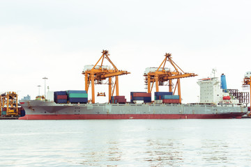 Industrial business loading containers shipping in the harbor