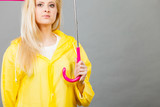 Fototapeta  - Woman holding transparent umbrella