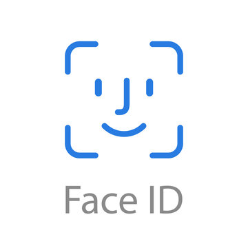 Face id Icon Blue color. Vector illustration