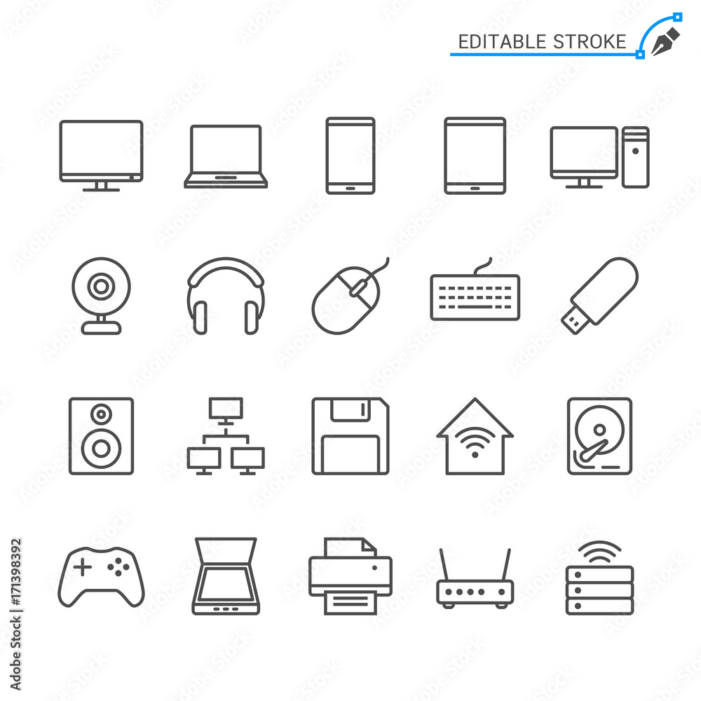 Computer line icons. Editable stroke. Pixel perfect. Stock Vector ...