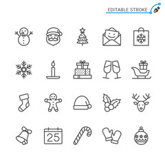 Christmas line icons. Editable stroke. Pixel perfect.