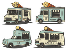 Retro Colored Ice Cream Transport Set