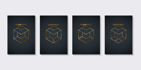 Aufkleber - Set of letter M logos golden line design. M letter brand graphic design. Vector illustration.