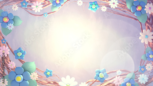 beautiful-flower-frame-lens-flare-effect-blank-copy-space-for-your-logo-message-or-products-display-3d-rendering-picture
