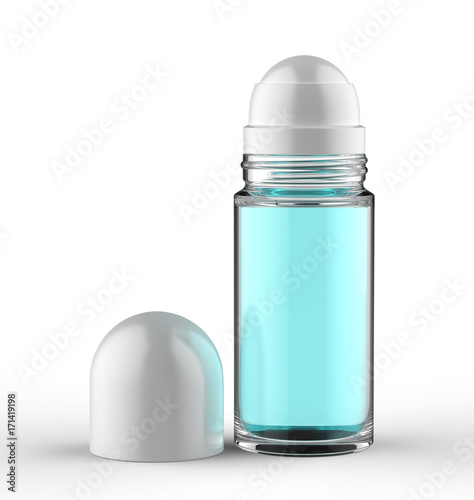 Download Blank White Open Glass Bottle Roll On Deodorant Mock Up 3d Render Illustration Stock Illustration Adobe Stock