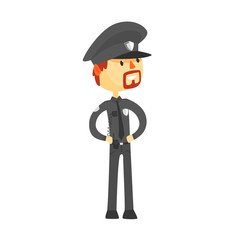 Canvas Print - Police officer character wearing uniform cartoon vector Illustration