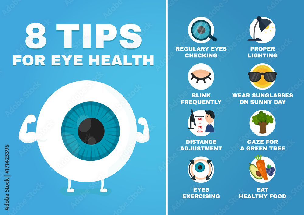 8 tips for eye health infographic. how to health care eyes Stock Vector ...