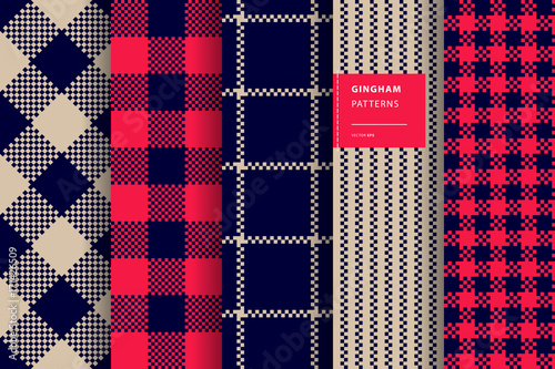 Materiał do szycia Bawełniany materiał w kratkę plaid bezszwowe wzór zestaw