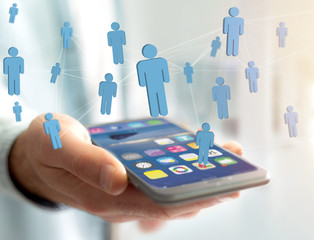 Poster - Network connection with people linked each other - Business and communication concept