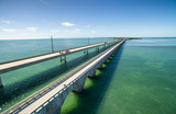 Aerial view along the seven mile bridge of US1 to the florida keys