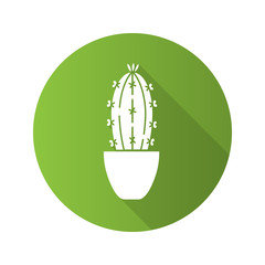 Sticker - Cactus in flowerpot flat design long shadow glyph icon