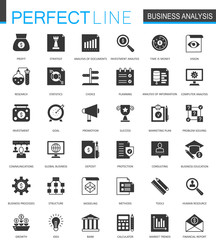 Poster - Black classic business analytics icons set.